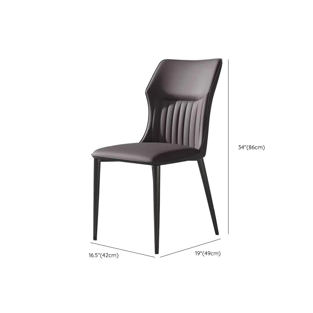Minimalist Side Chair with Closed Back, Padded Upholstery, and Ink Metal Legs - image 12