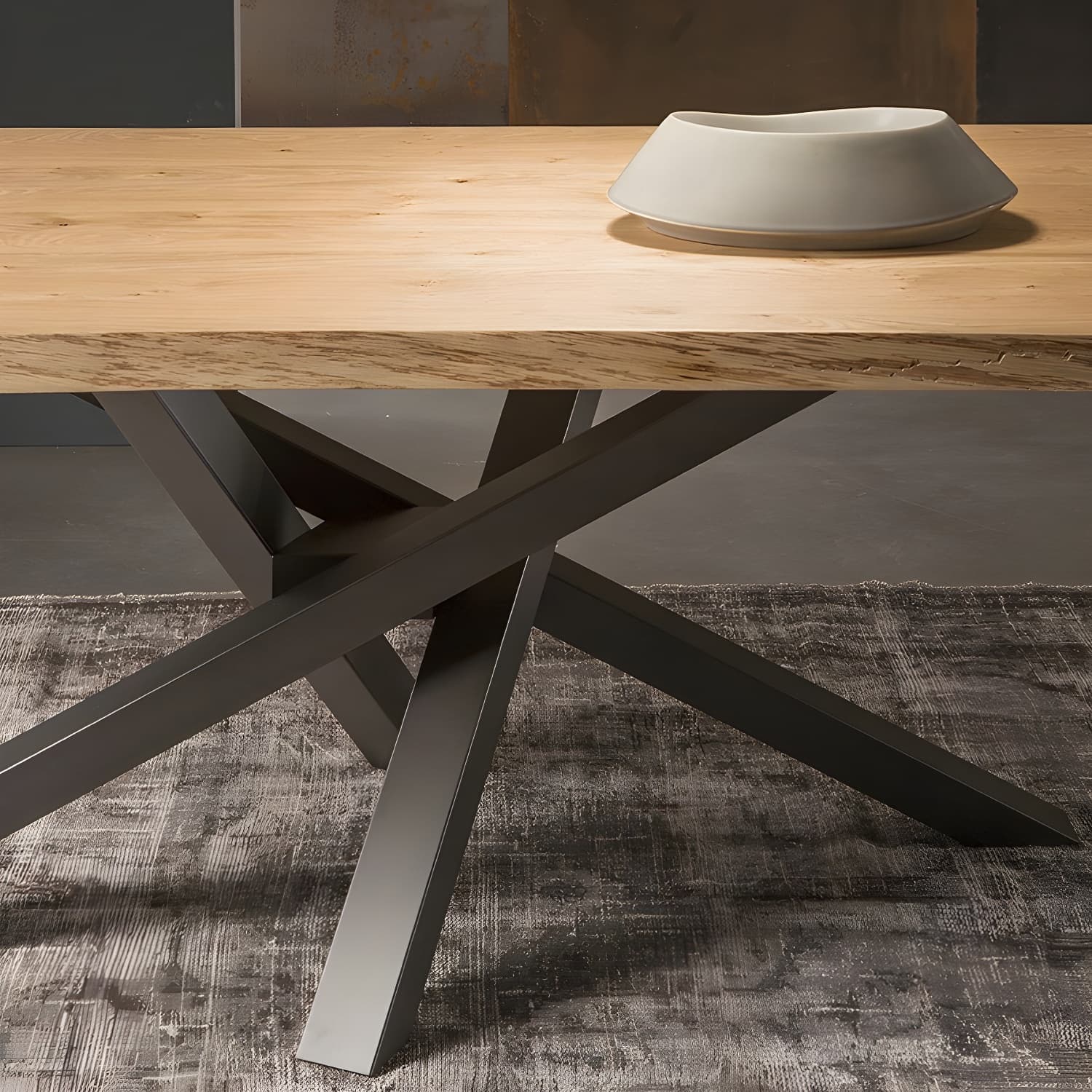 Rectangle 4 Legs Industrial Table Solid Wood Fixed Table for Restaurant - image 5