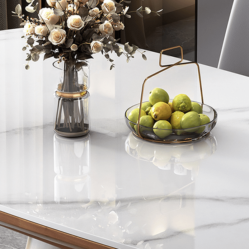 Dining Table Set with Slate Stone Top for 6 People/4 People, Featuring Variable-sized Adjustability