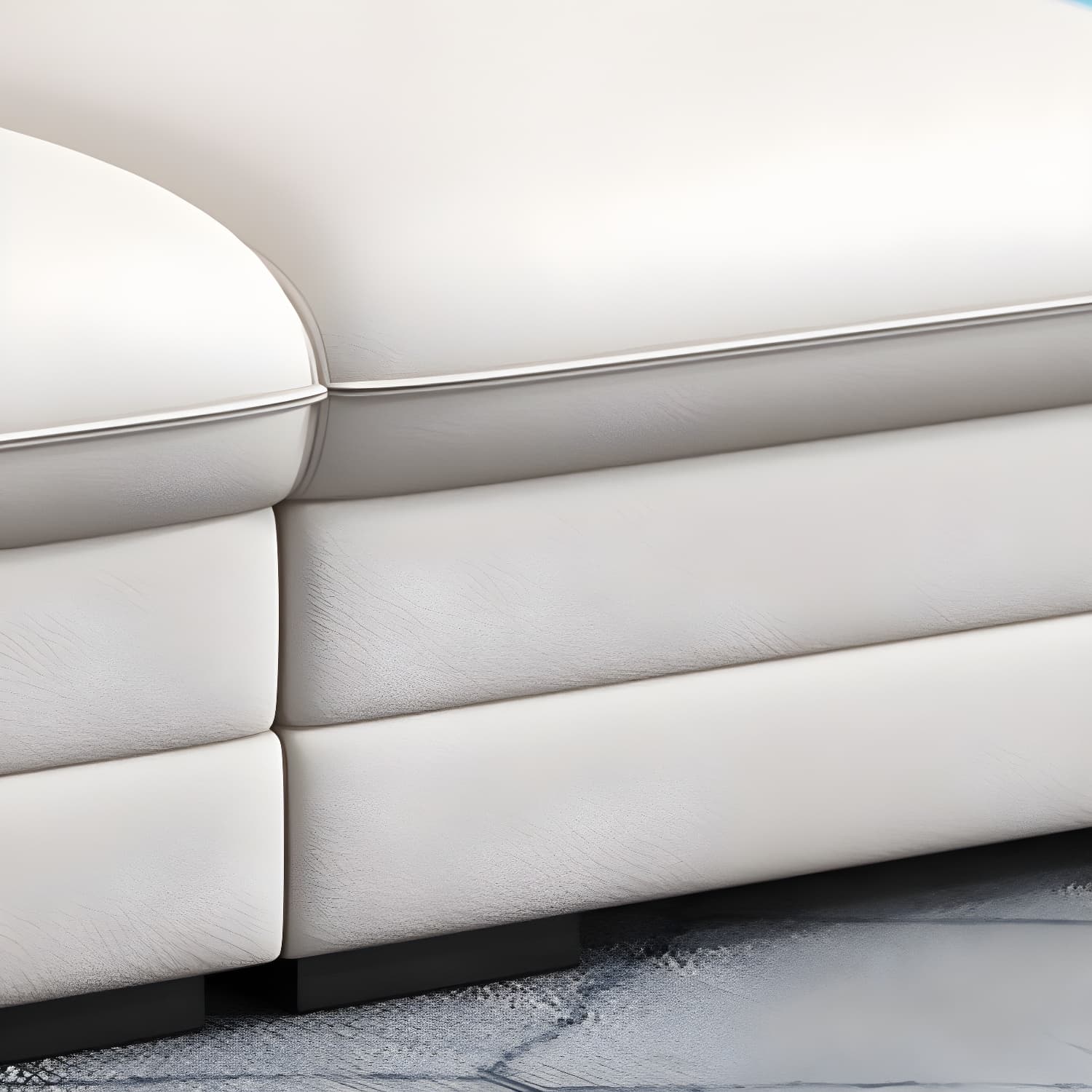 Standard Genuine Leather Sectional, Pillow Top Arm, Cushion Back, Beige, Birch Wood - image 7