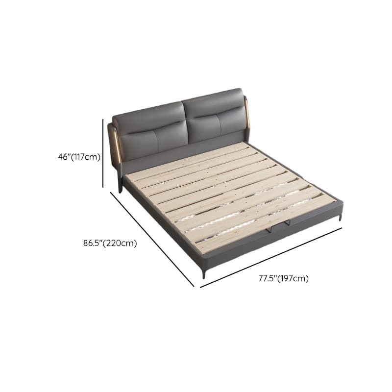 Light Gray Solid Color Storage Bed/Platform Bed with Timber Frame and Illumination Light for Living Room - image 10