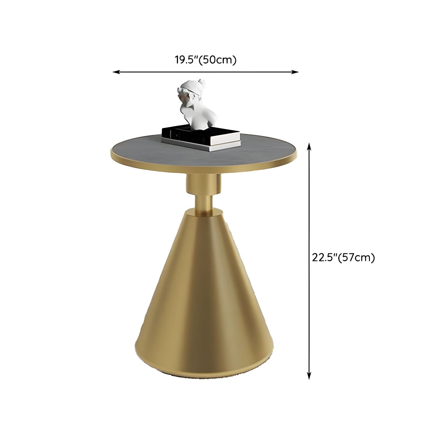 Round Stone Glam Coffee Table with Pedestal Iron Base and Built-in Storage - image 21