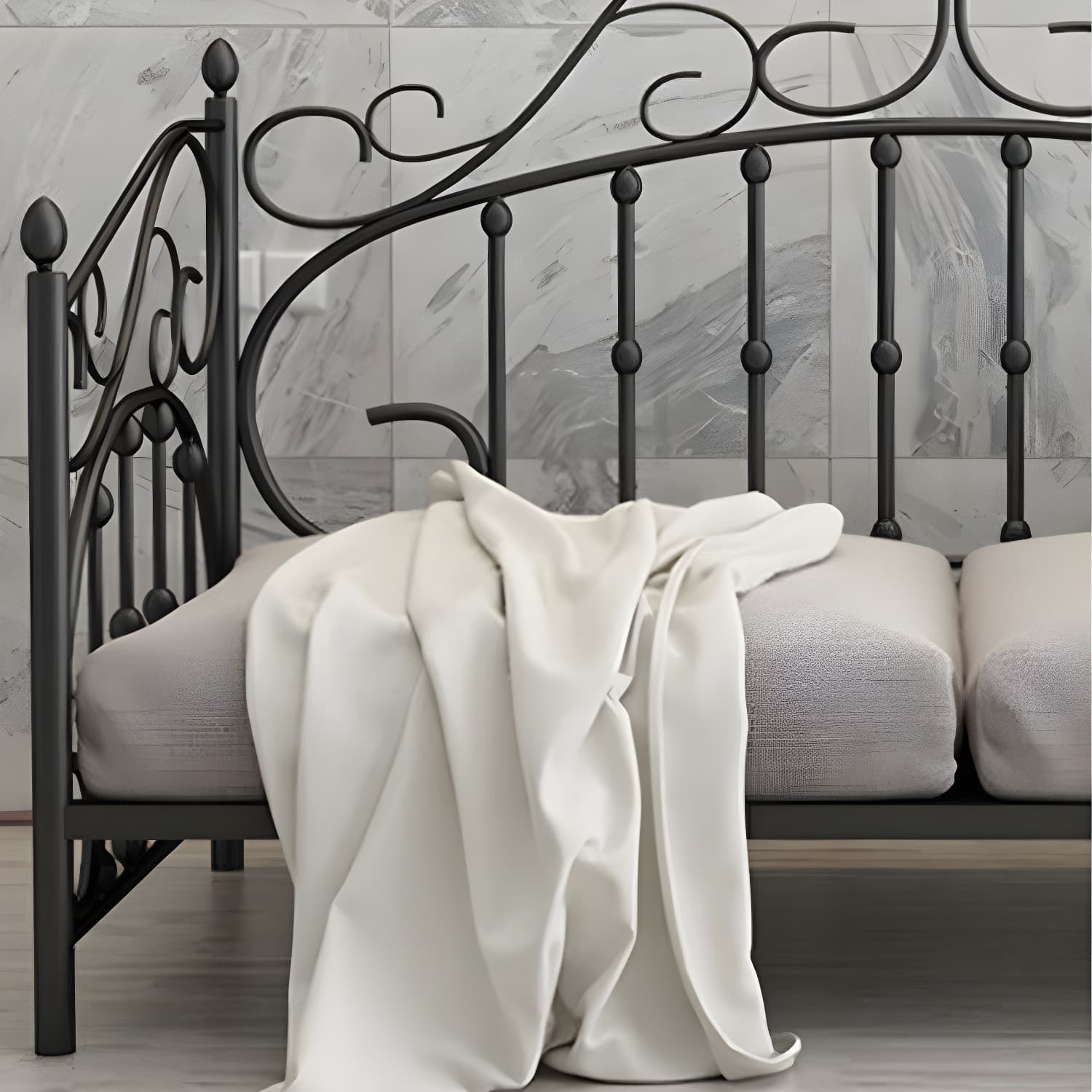 Luxurious Open-Frame Bed 45.28-inch High Metal Child's Bed with Headboard - image 9