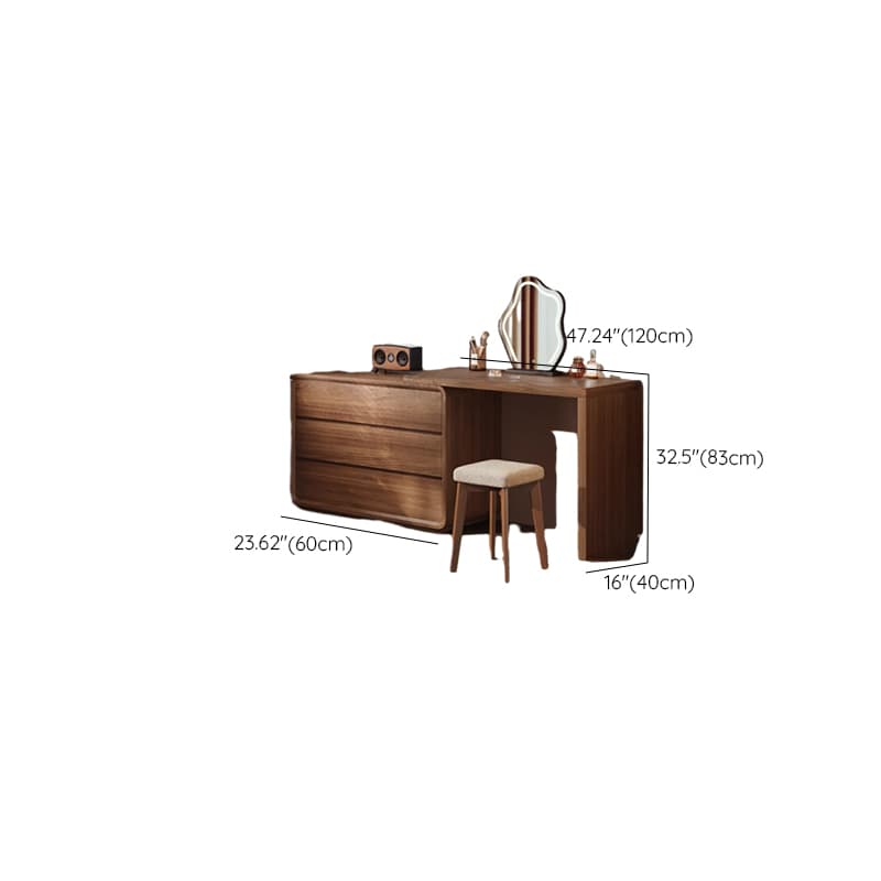 Modish Large/Standard Vanity Set with Natural Wood Table Top, Cream Chair, 3 Drawers/6 Drawers, Light Up Mirror - image 14