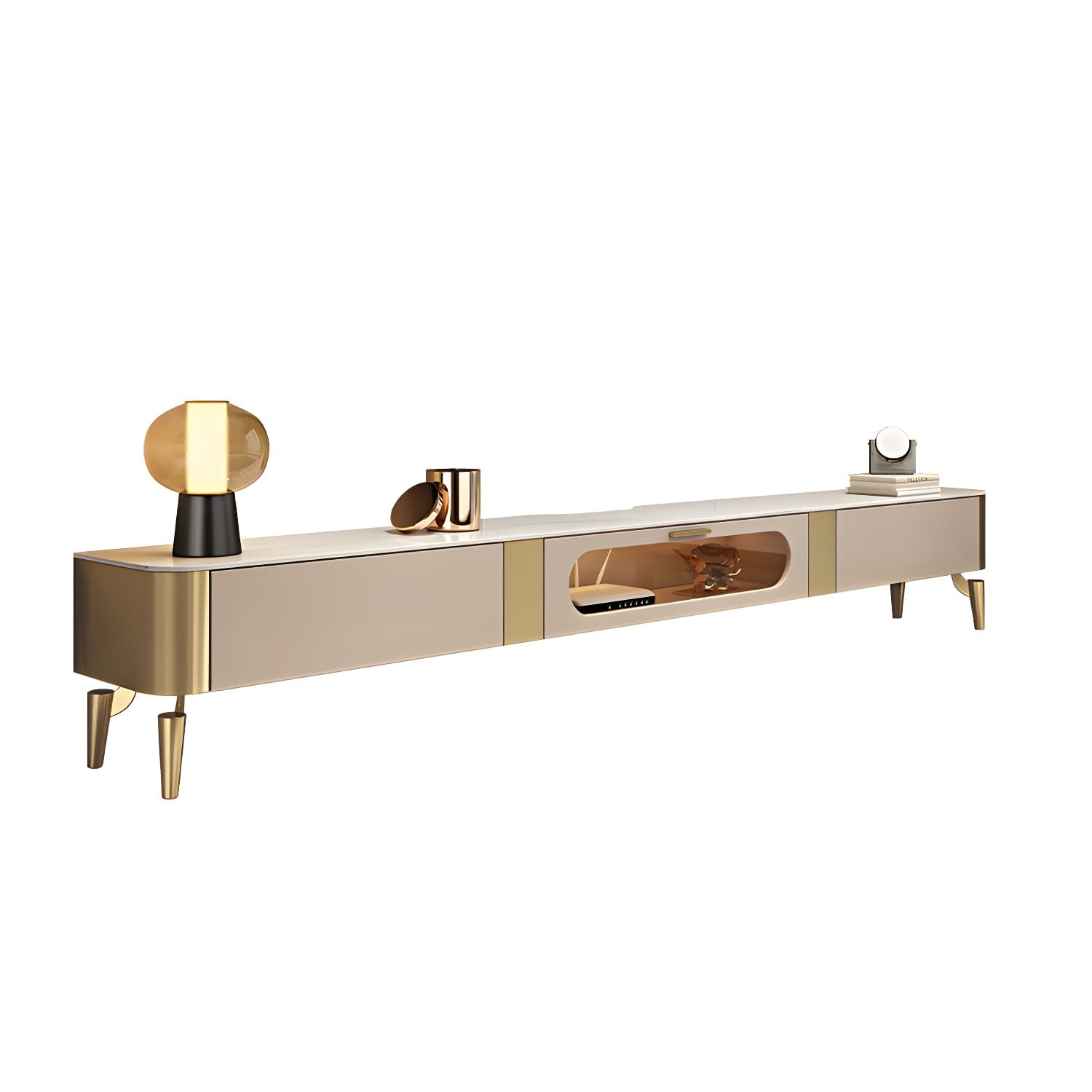 Luxury Enclosed Storage TV Console Home Rectangle Sintered Stone TV Cabinet - image 5