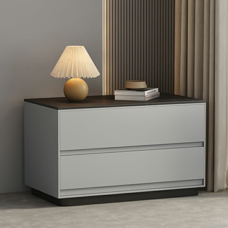 Modern Two-Drawer Wood Nightstand - Small Size - No Distressing - 40cm Width - image 6