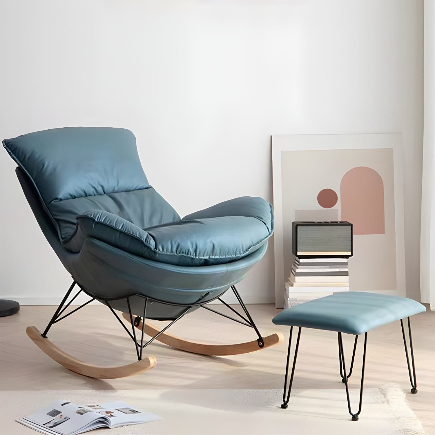 Modern Single Lazy Rocking Chair Indoor Sofa Rocking Chair with Cushion - image 3