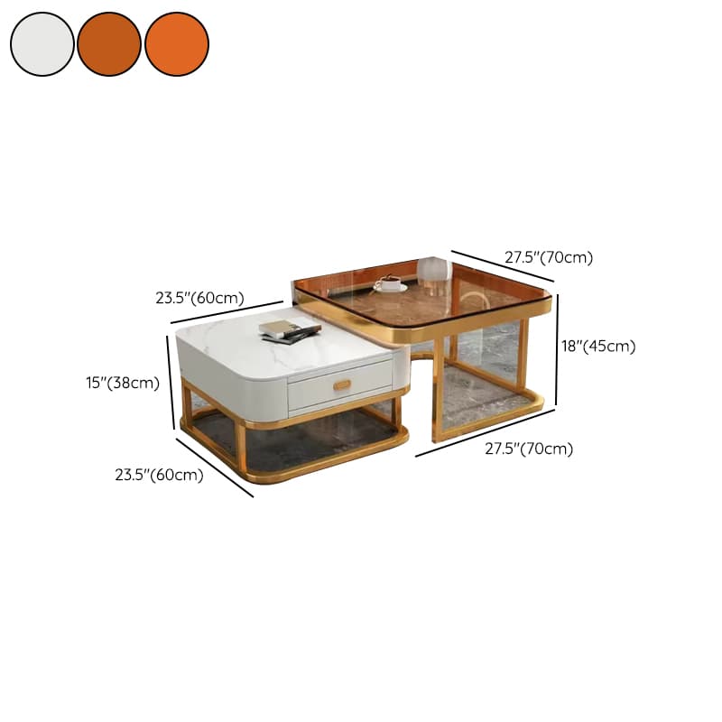 Foyer Use Glam Style Square Structure Double Nesting Coffee Table - image 16