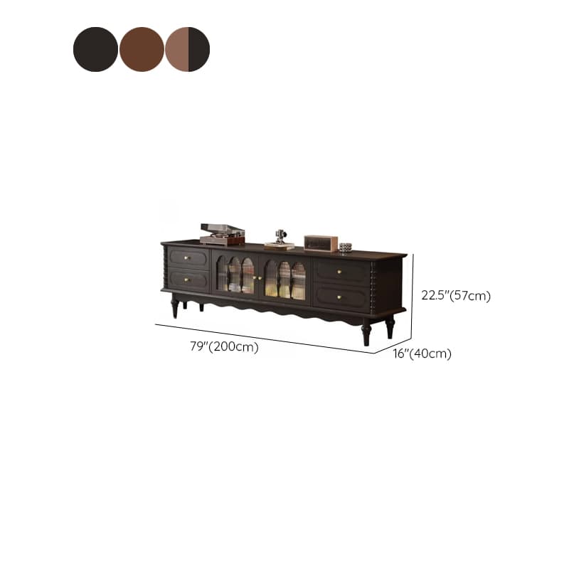 Art Deco Natural Wood TV Stand with 4 Drawers, Locker, Cable Management, and Adjustable Shelving - image 13
