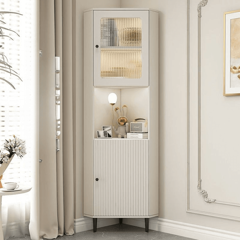 Grey/Beige Engineered Wood Utility Cabinet with Illuminating in a Modern Style - image 5
