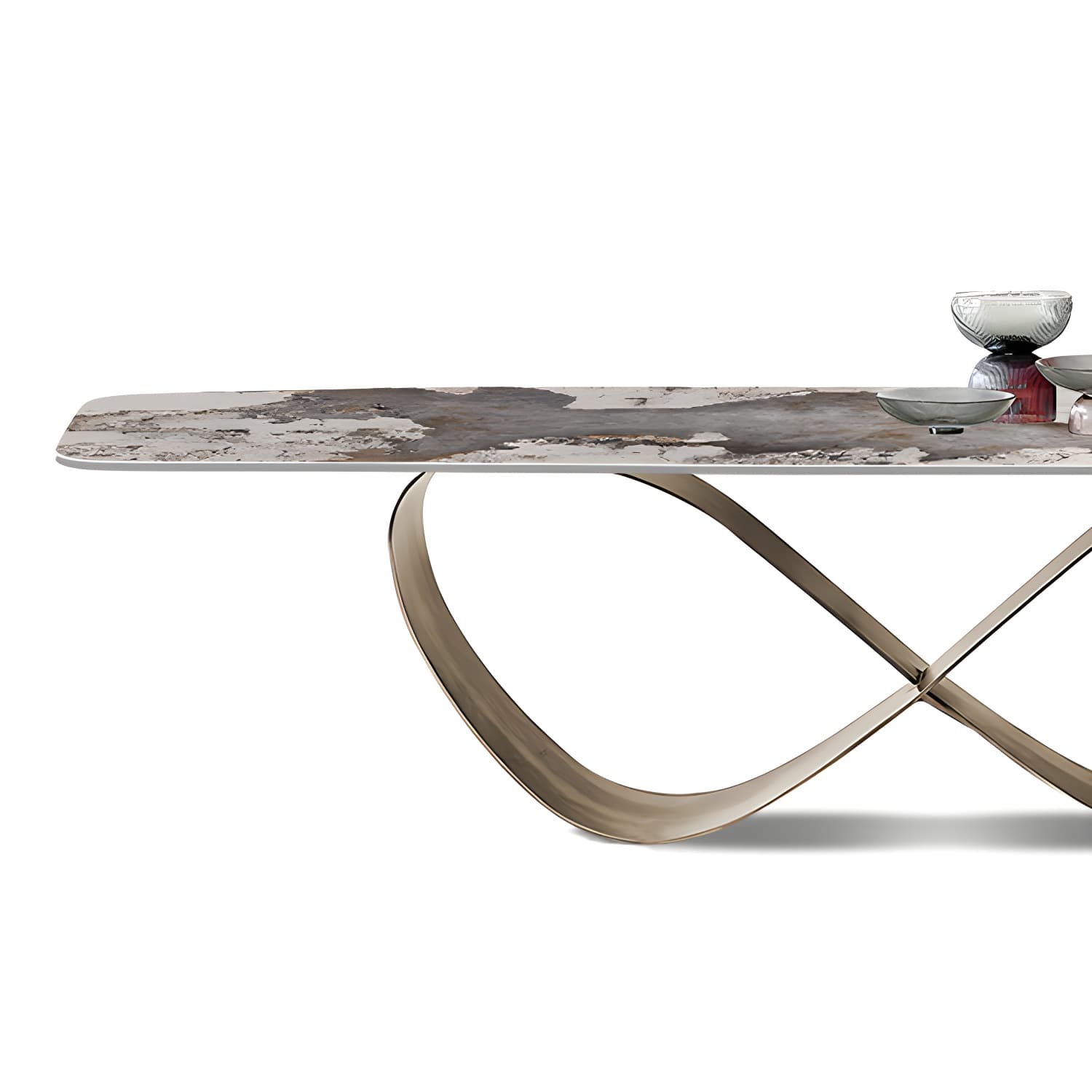 Stone Top Dining Table Industrial Rectangle Table with Pedestal Base - image 7