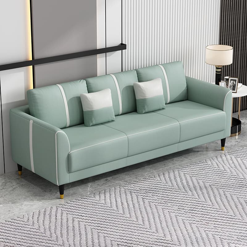 Trendy Scratch-durable Lime Green/Cocoa/Coffee Sofa Couch with Flared Arm, 3-Seater, 2 Pillows, and Wide Pillow Back - image 10
