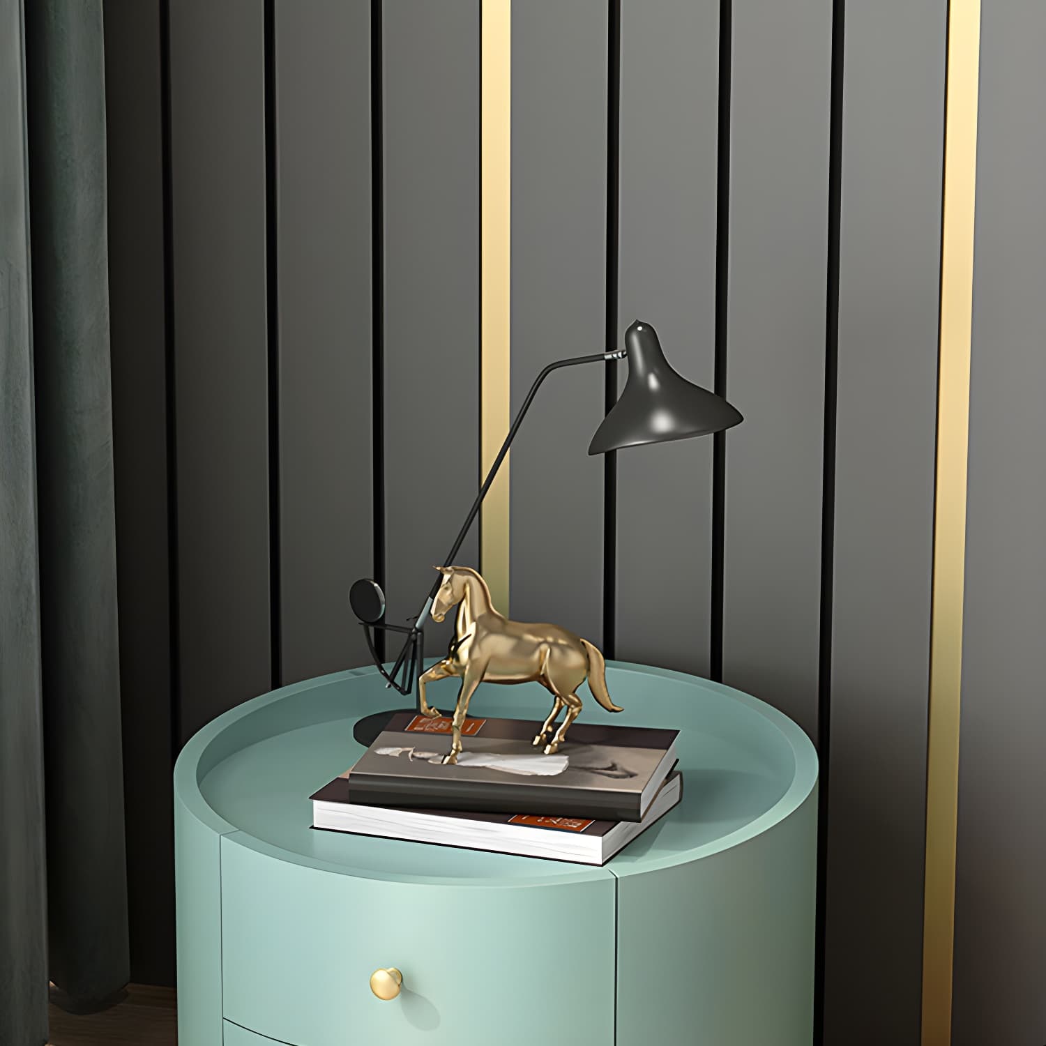 Glam Solid Wood Nightstand Drawer Storage 2 Drawer Night Table 16.9" Tall - image 12