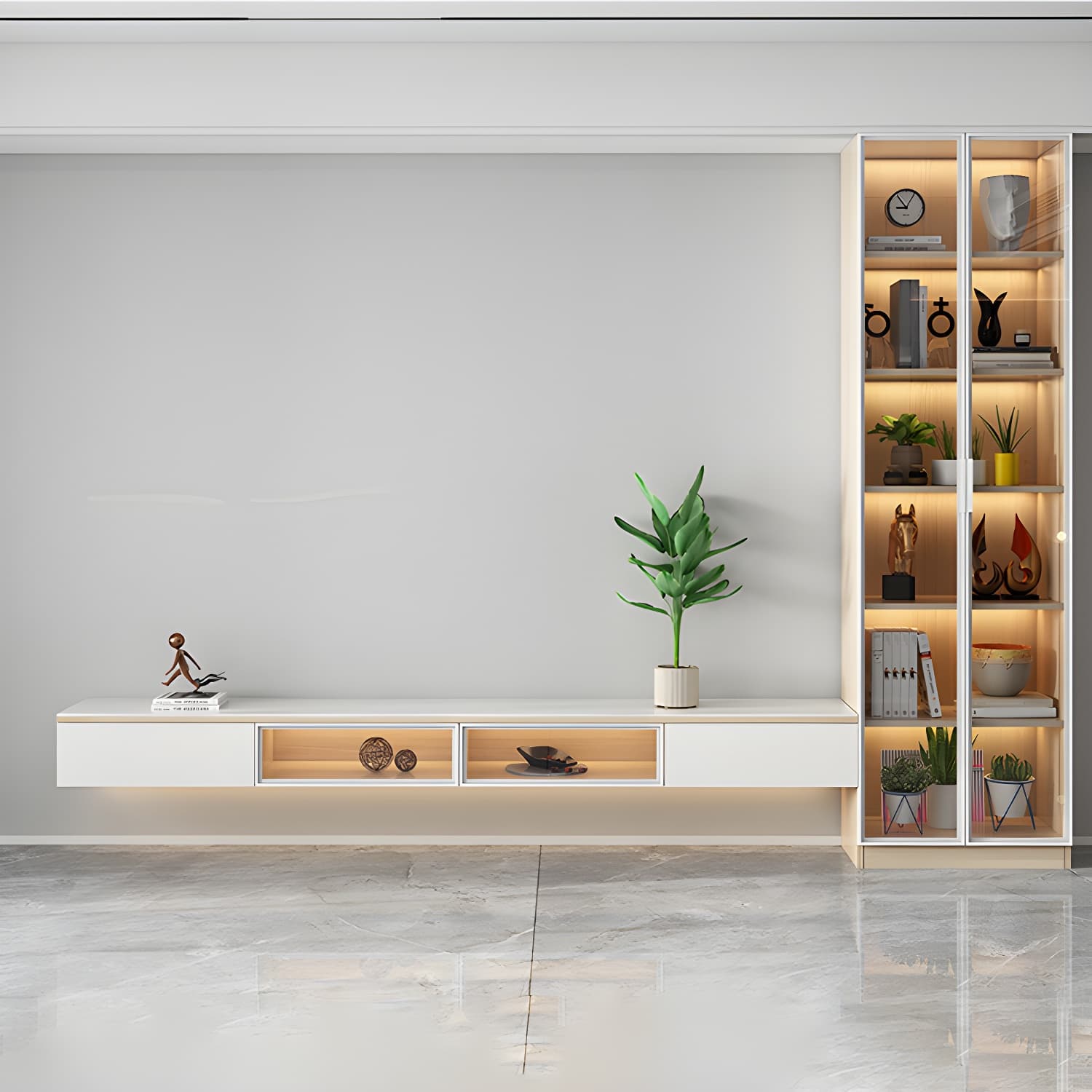 Contemporary with Drawers Stone with Cabinet Solid Wood with Shelves TV Console - image 5