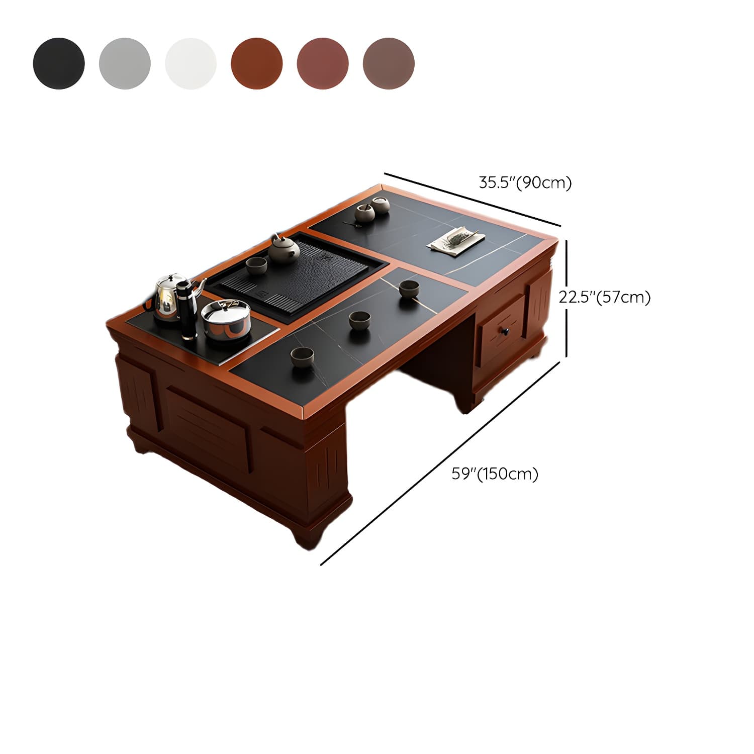 Abstract Slate Coffee Cocktail Table with Storage Drawers Rectangle - image 18