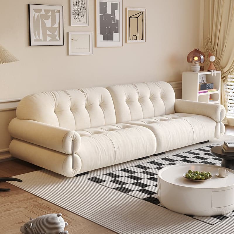 Tear Resistant Standard Sofa with Pu/Flannel Upholstery in White/Sage/Light Brown - image 10