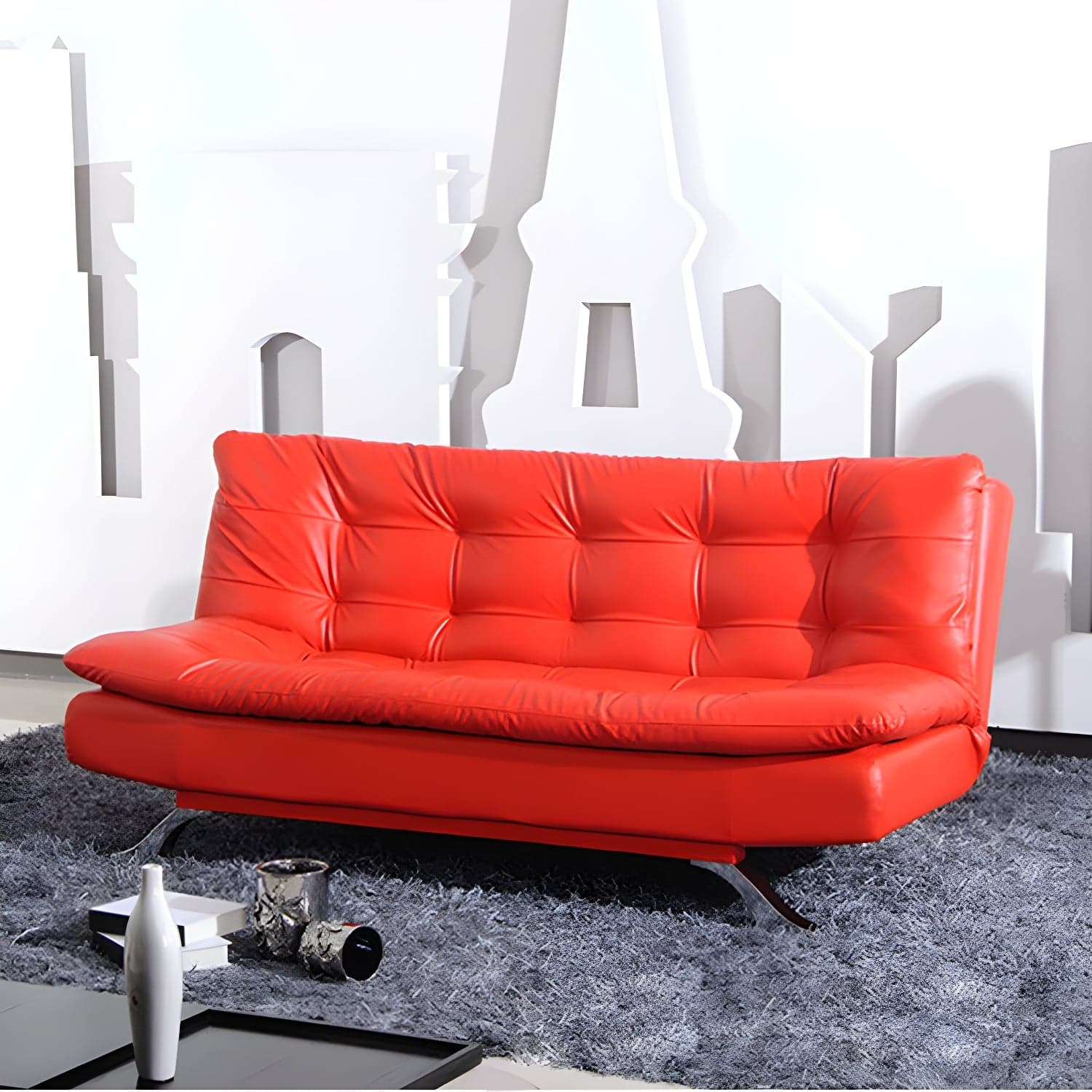 Armless Sofa Chaise Square Seating Settee for Living Room Bonus Room - image 5