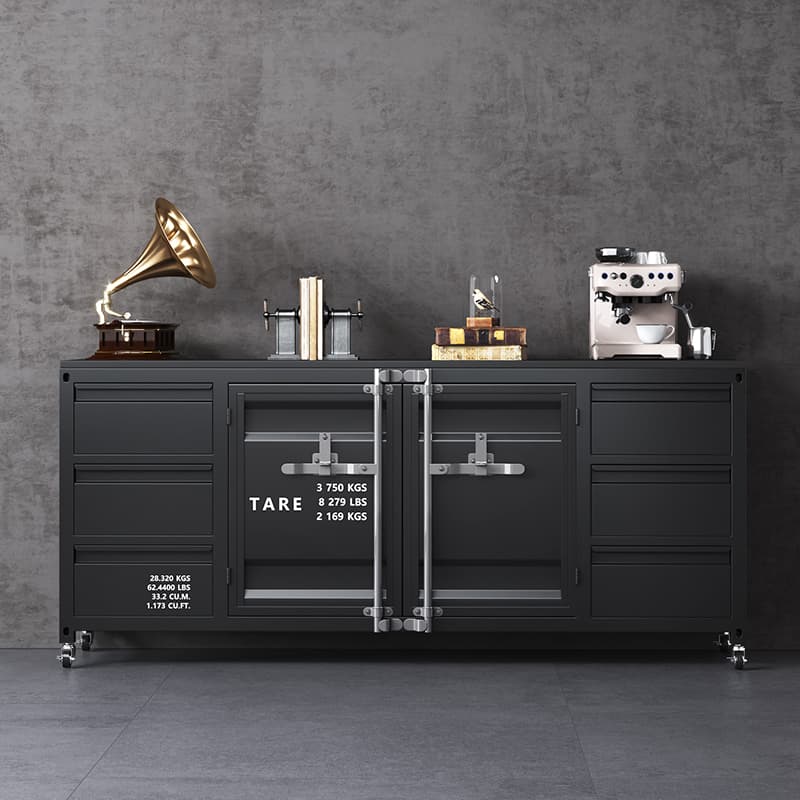 Industrial Metal Sideboard Credenza with Cabinets and Drawers - image 5