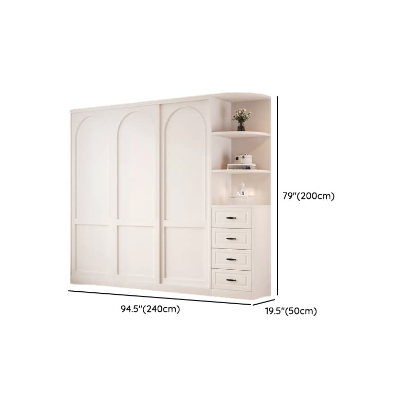 Contemporary White Engineered Wood Cabinet Armoire with Multiple Drawers, Interior Shelves, and Hanging Rod - image 26