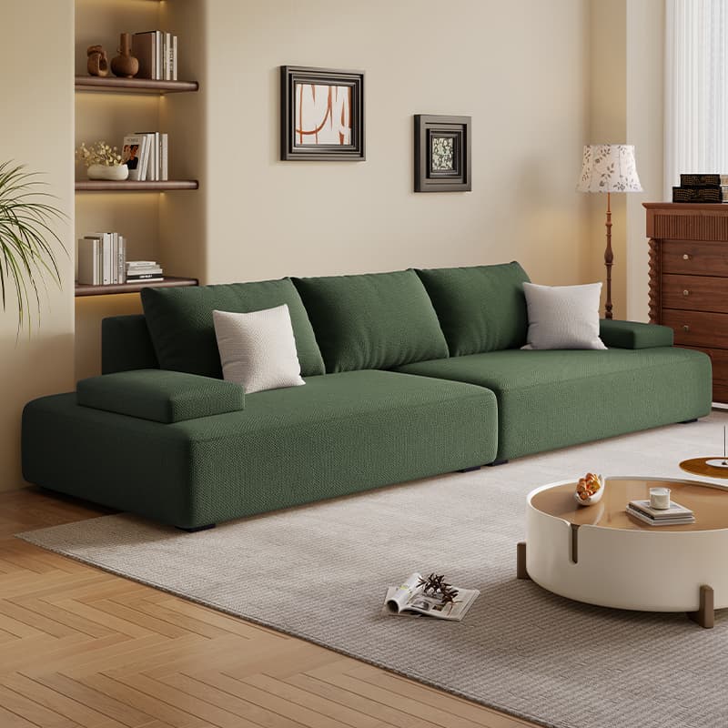 Tear Resistant Standard Sofa in Light Gray/Emerald Green/Ivory with 5 Pillows