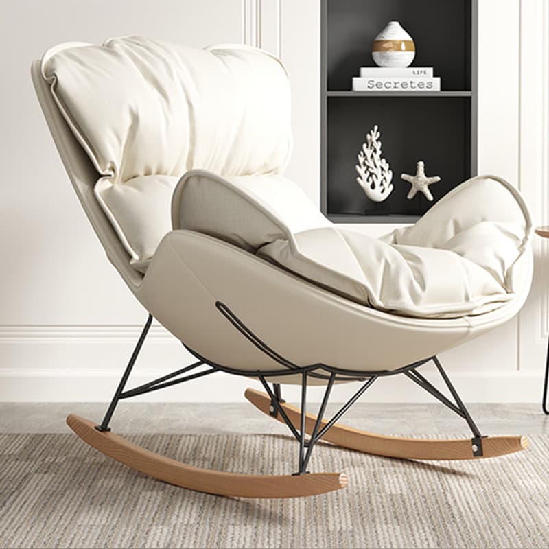 Stylish Upholstered Indoor Rocking Chair with Natural Wood Legs - Modern Design - image 4