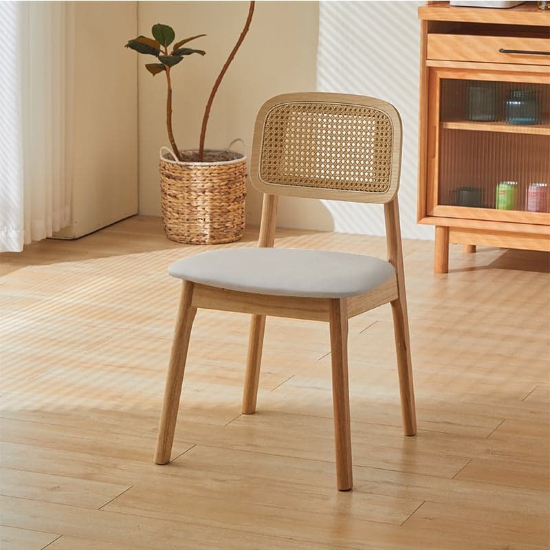 Leatherette/Wood/Rattan Entwined Balanced Armless Chair with Uncovered Back and Timber Legs in Sepia/Ink/Wood Color in a Scandinavian Style - image 13