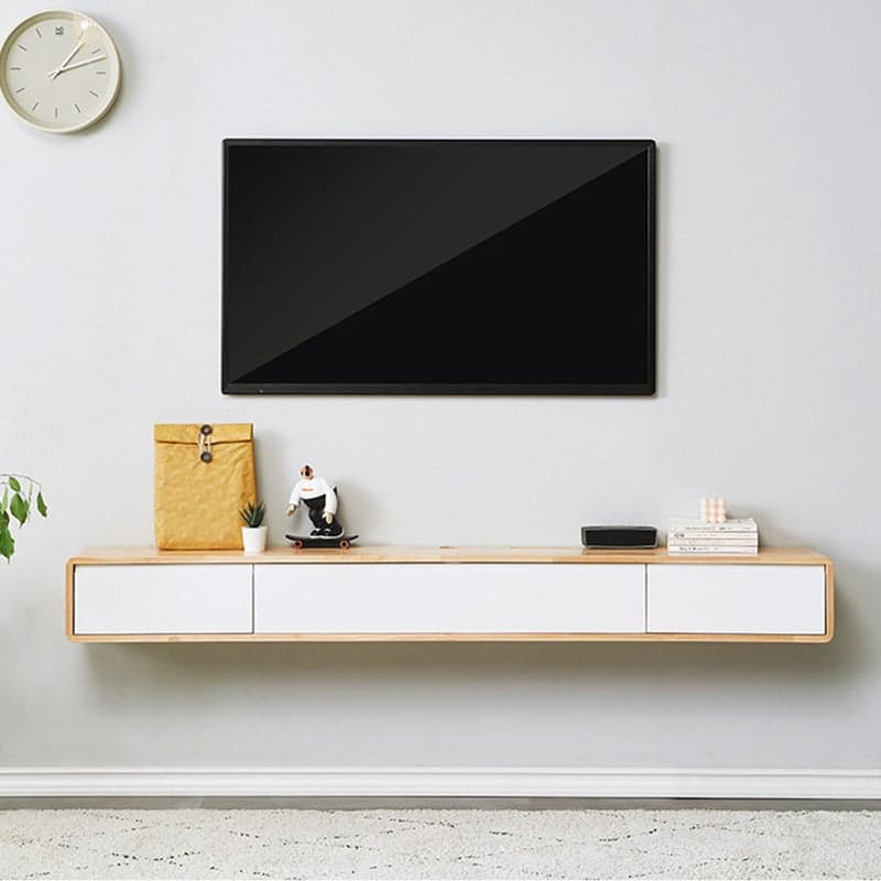 Rubberwood Scandinavian 20''x24'' Floating Mount Wood TV Stand with Drawers and Shelves - image 5
