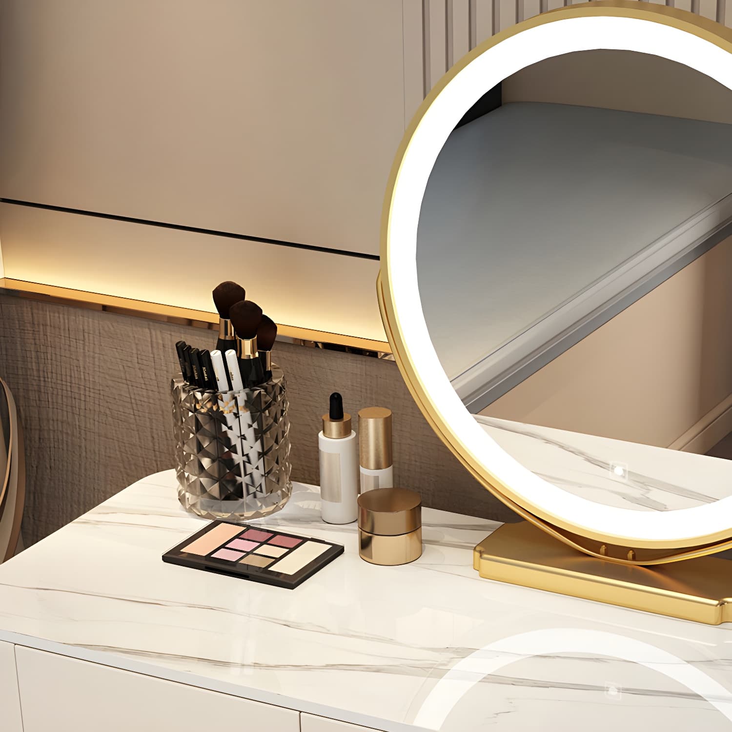 Lighted Mirror Vanity Dressing Table Bedroom Makeup Vanity with Drawer - image 9