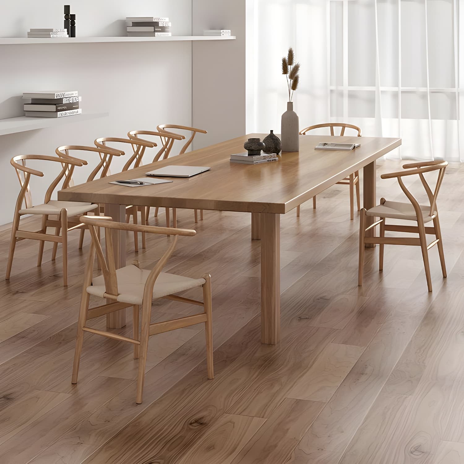 Modern Solid Wood Table for Restaurant Rectangle Brown Dining Table with 4 Legs - image 12