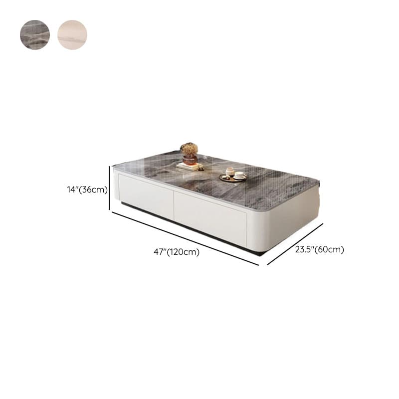 Contemporary Design Single Set Geometric Figure Rock Top Board Game Coffee Table with Block Base in Gray/Chalk and 2 Drawers - image 17
