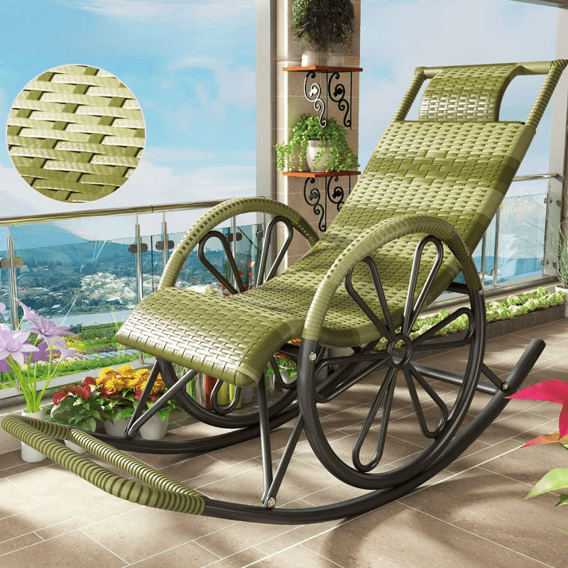 Auburn/Sage Green/Golden Synthetic Porch Rocker with Round Arm - image 7