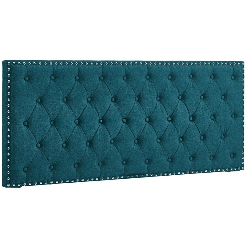 No Distressing Twin XL/Full/Queen Panel Headboard with Nailhead Border, Portman Shape, Sponge Fill, Wall Mounted, Low Height