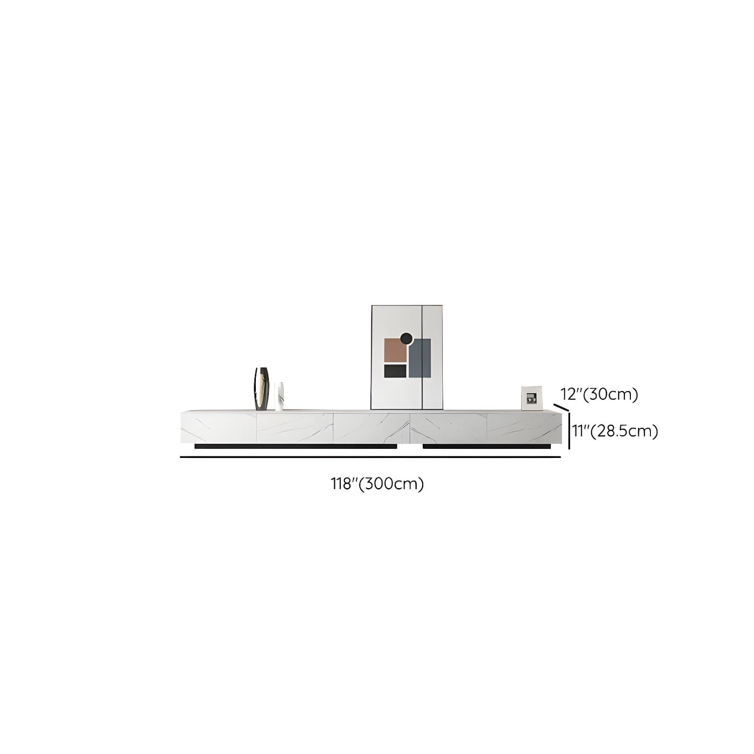 Contemporary 11.02"H TV Media Console Stand in White with Drawers - image 15