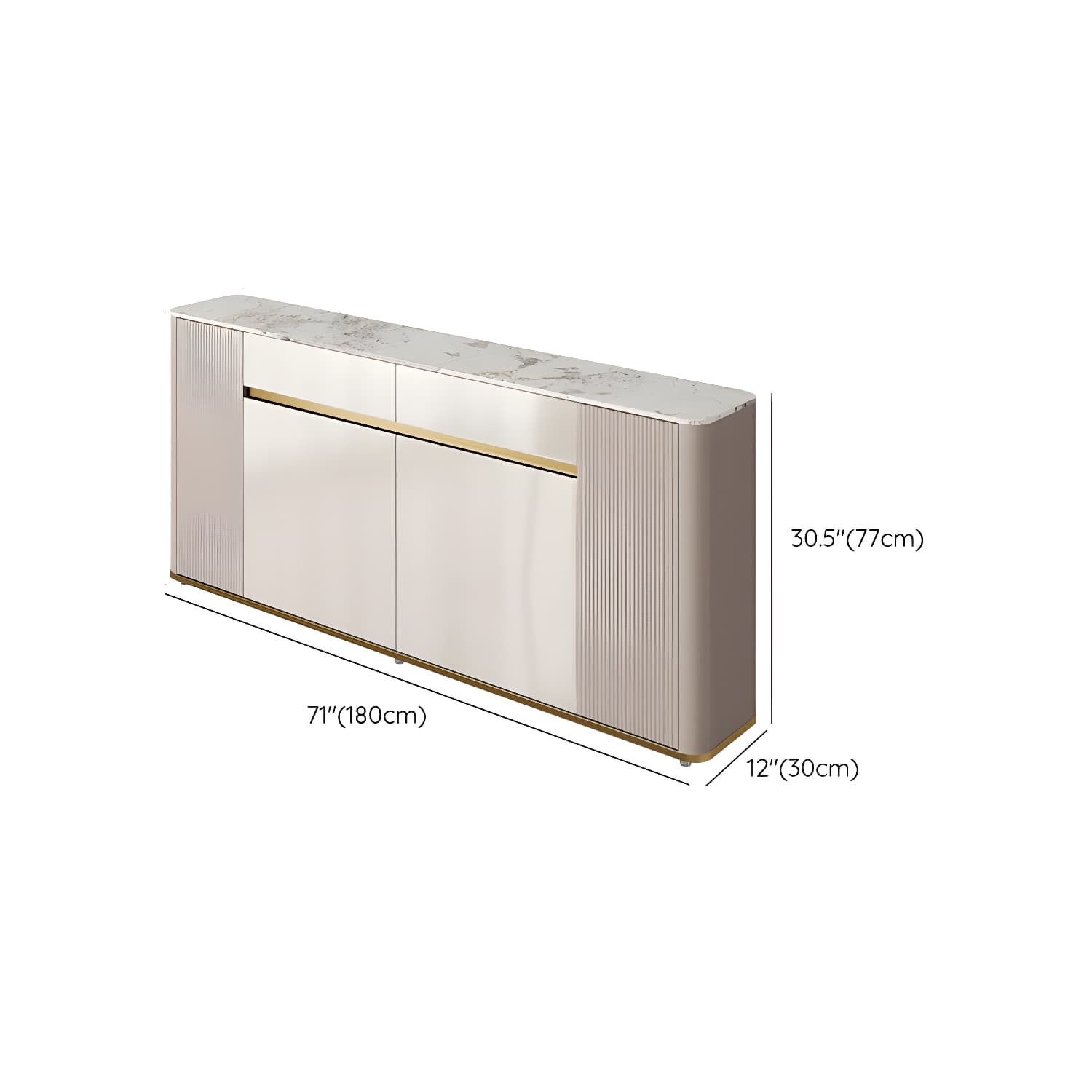 Glam Style Stone Top Sideboard Engineered Wood Side Board for Living Room - image 26