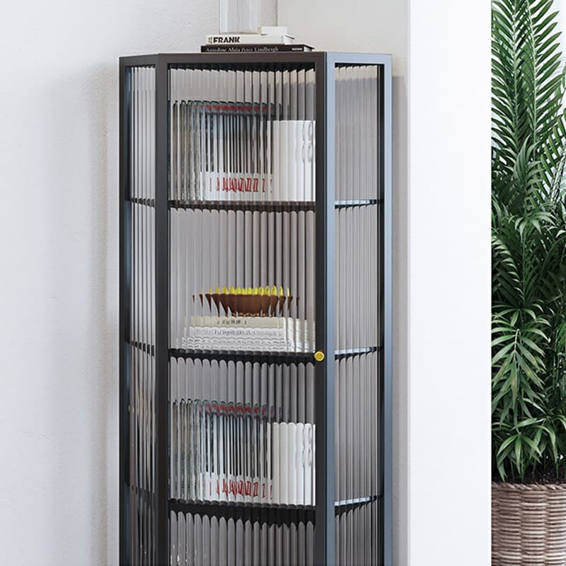 Sophisticated Steel Corner Accent Cabinet with Glass Doors and Cabinets Included - image 8