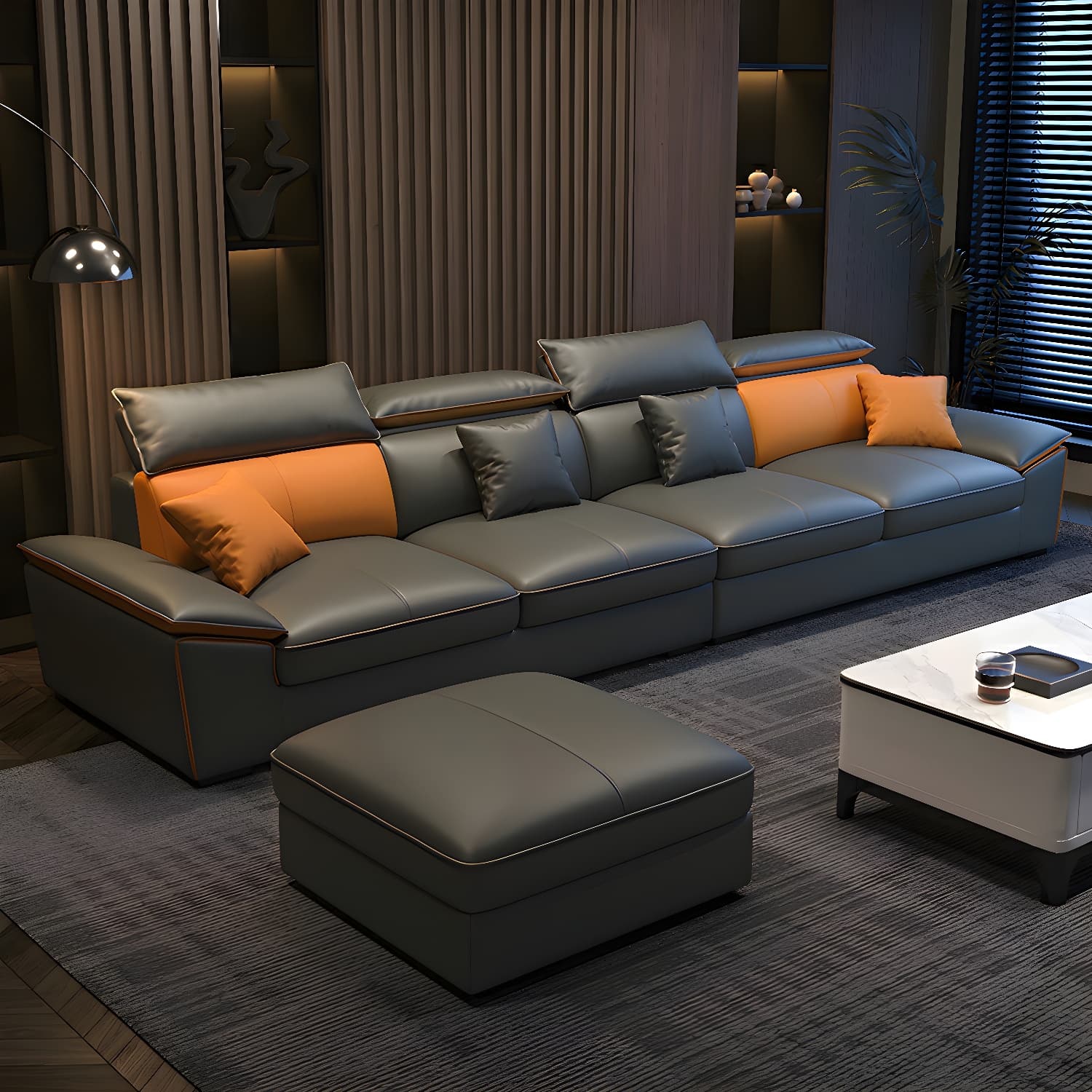 Modern Gray Tech Cloth Sectional Sofa with Pillow Top Arms and Cushion Back - image 4