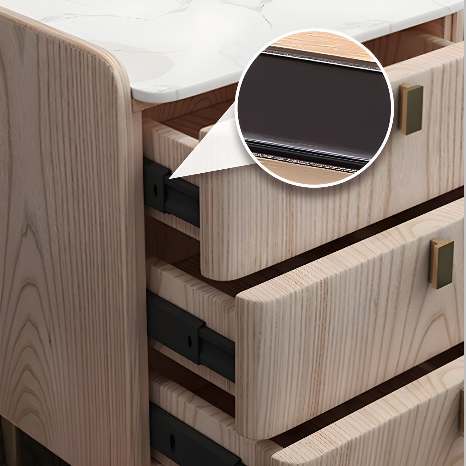 Contemporary Drawer Storage Bed Nightstand Wooden Night Table for Bedroom - image 13