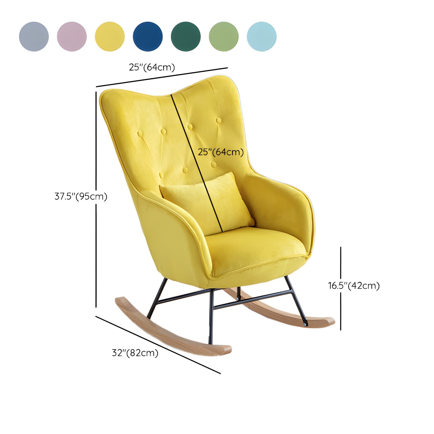 Stylish Modern Upholstered Rocking Chair with Natural Wood Legs and Tufted Back Cushion - image 19