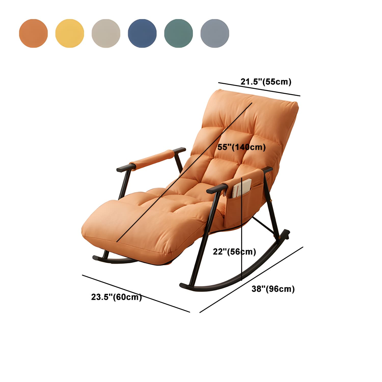 Faux Leather Upholstered Rocking Chair with Storage Rocker in Living Room - image 18