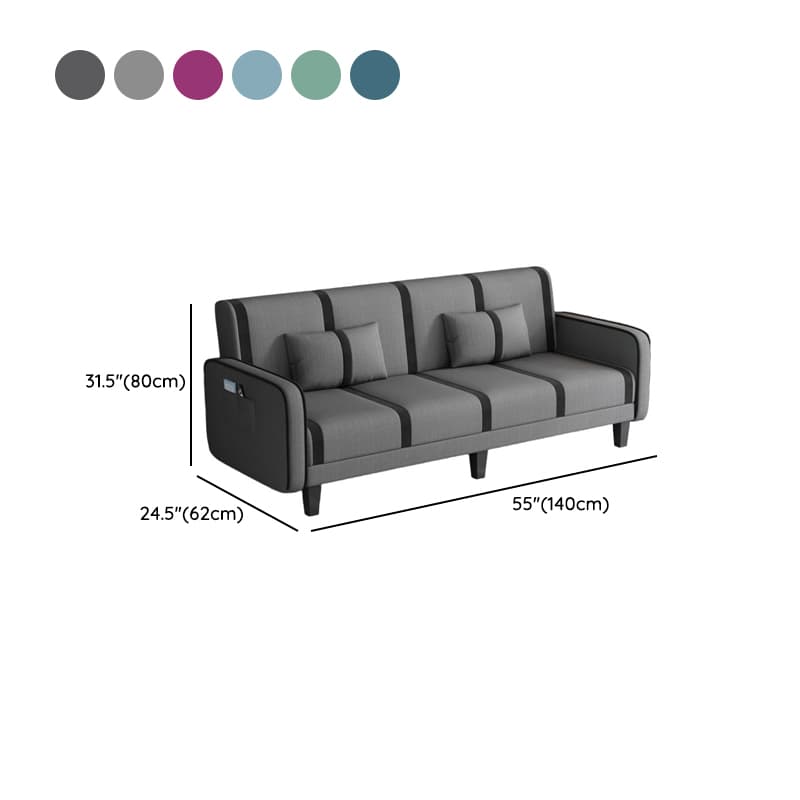 Trendy Solid Color Stain Resistant Standard Sofa/Loveseat in Dark Gray/Cerulean/Light Brown with Arm, Seats 3/2 People, and 2 Pillows - image 18