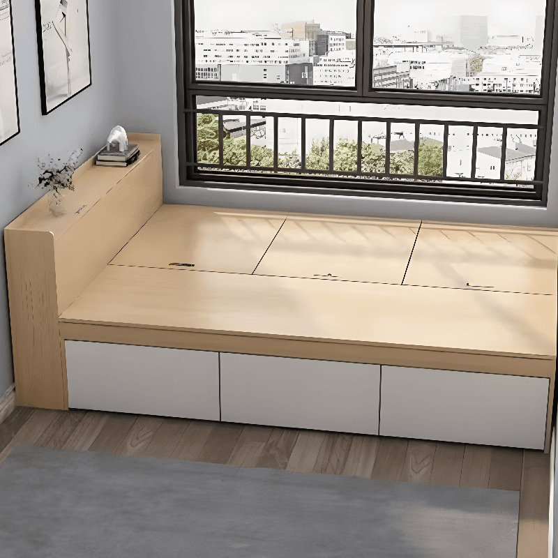 Natural Color Solid Color Storage Included with 3 Storage Boxes for Bedroom