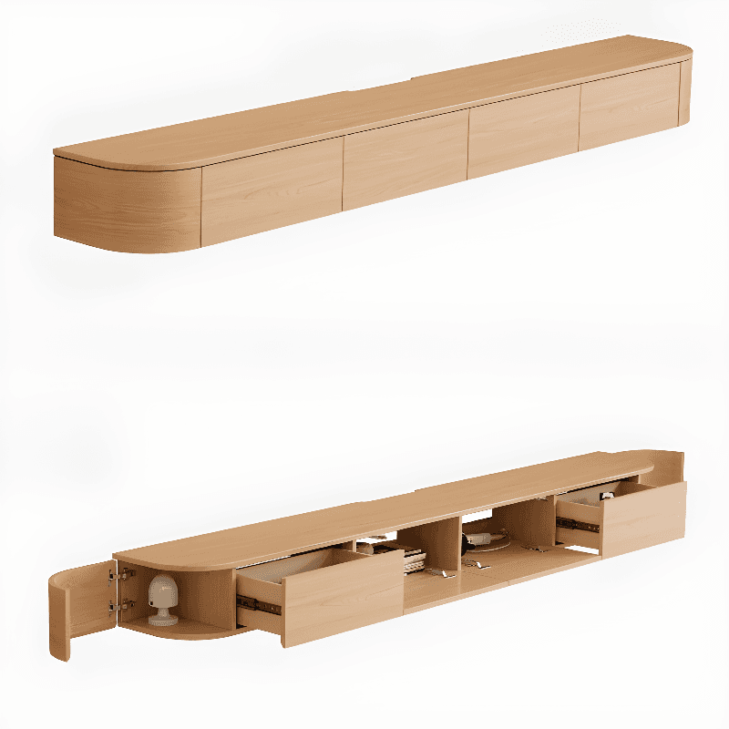 Rectangular Wall-hung TV Stand with Light and Gate for Sitting Room - image 8
