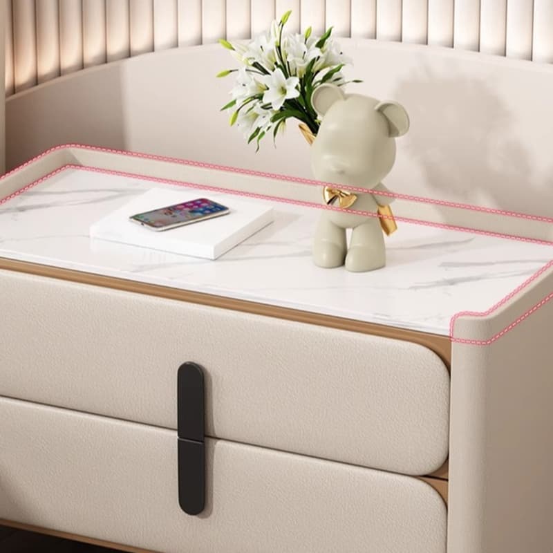 Simplistic Nightstand With Drawer Storage, 2 Drawers, Sintered Stone Countertop, and Leg - image 14
