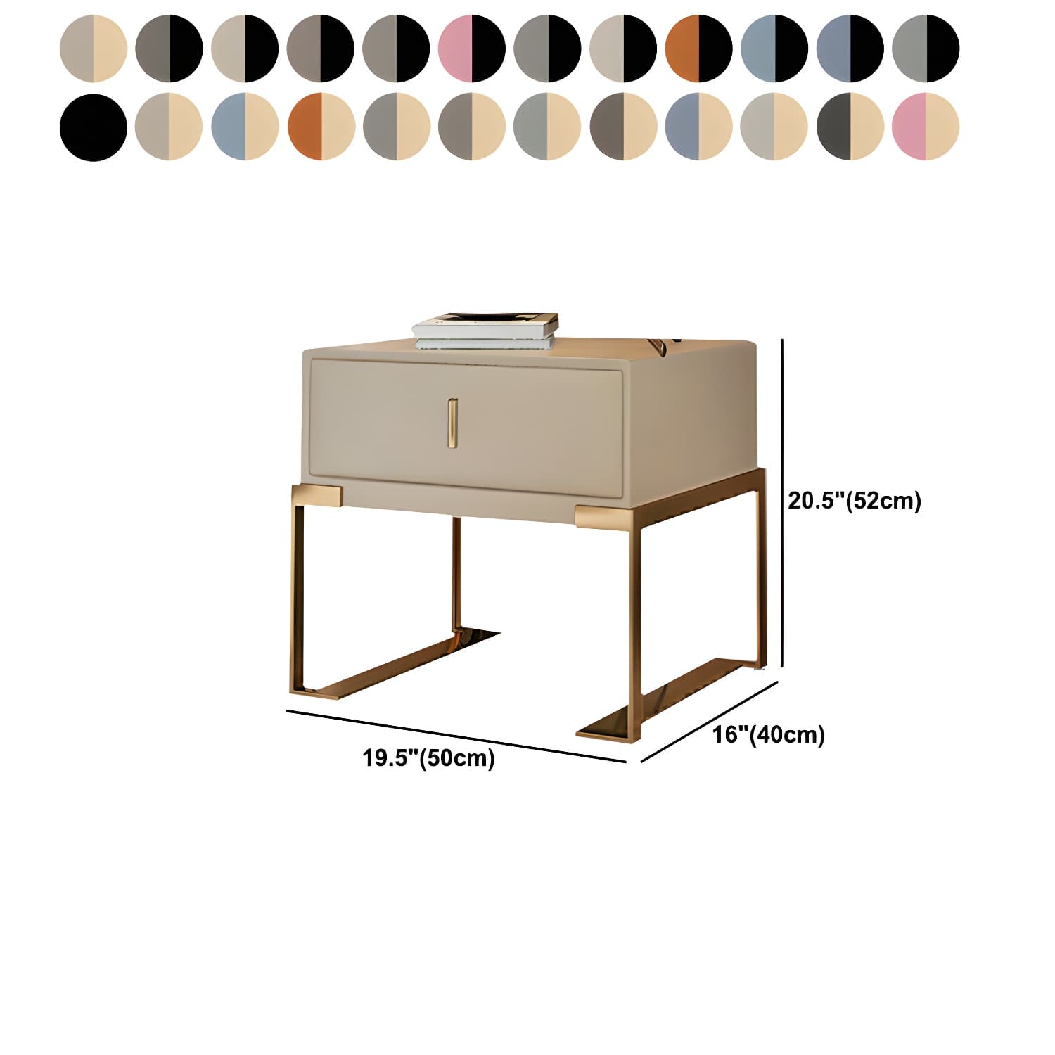 Faux Leather Nightstand 1-Drawer 21 Inch Tall Modern Legs Included Night Table - image 33