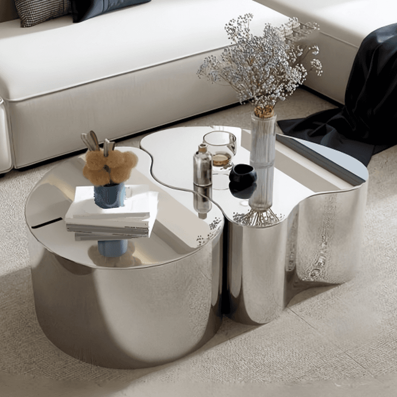 Silver/Polished Brass Alloy Irregular/Rounded Accent Table - image 5
