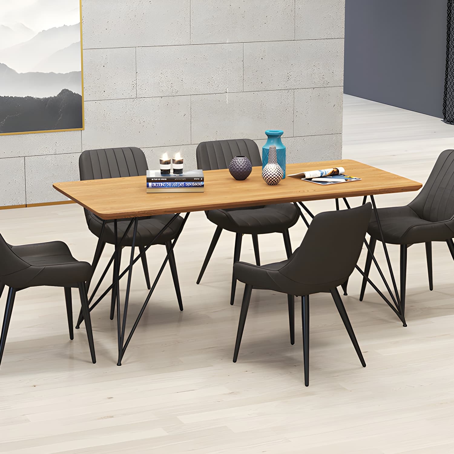 Metal Frame Dining Side Chair Faux Leather Upholstered Side Chair - image 10