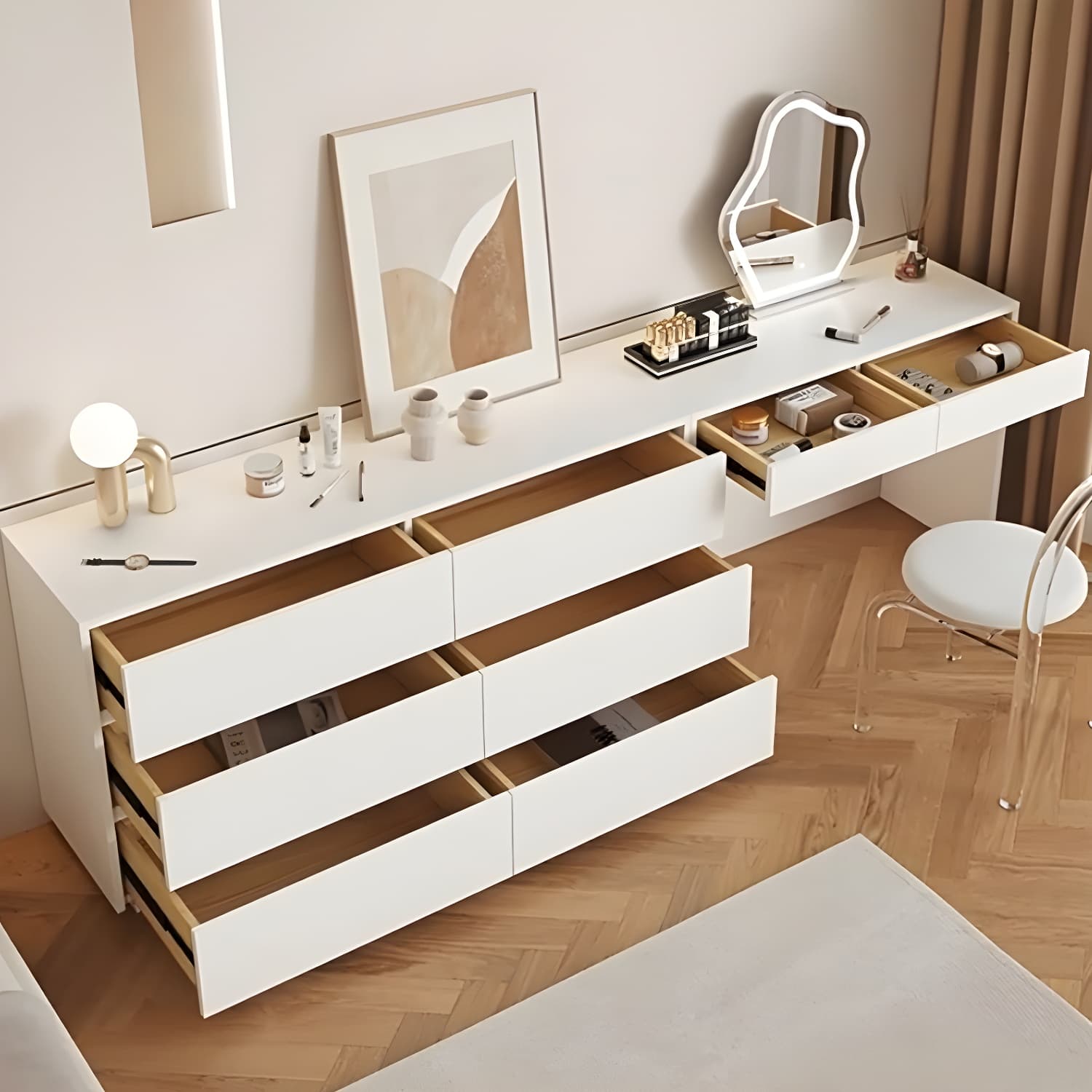 Modern Wood Vanity with Drawers, Large Size, Soft Close Glides, 40cm Width, 75cm Height - image 6