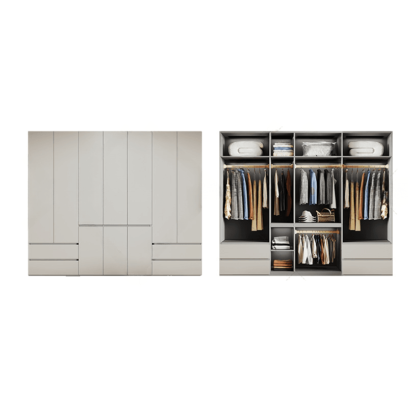 Cream Trendy Reclaimed Wood Wardrobe Armoire with Soft Close Drawer, Soft Close Door, Interior Shelves, and Clothing Rod - image 9