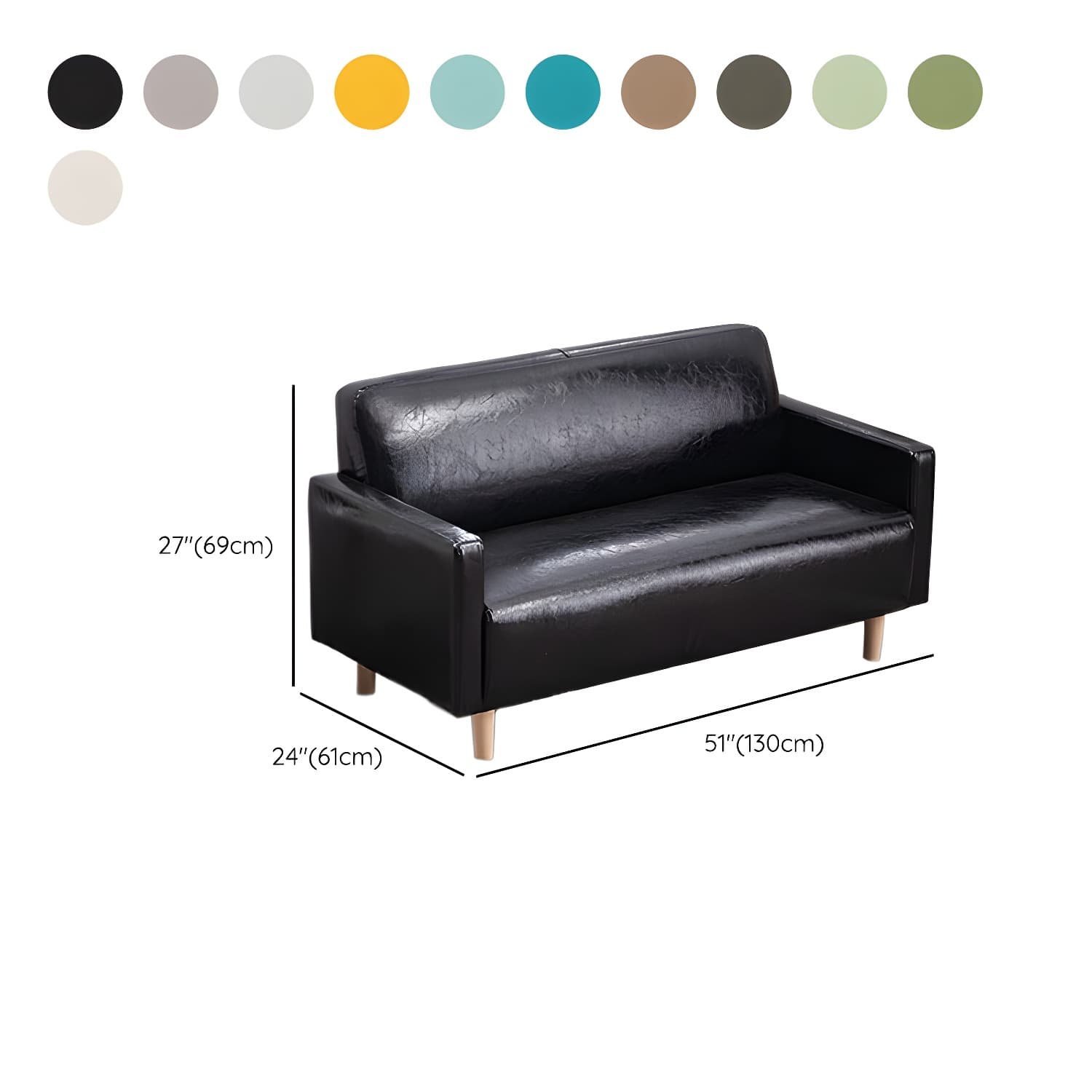 Scandinavian Tuxedo Arm Sofa with Tight Back 27.16" High Faux Leather - image 22