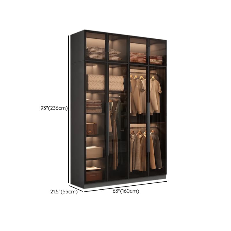 Ink-Colored Manufactured Wood Detached Wardrobe Closet with Soft Close Drawer, Door, Interior Shelves, and Clothing Rod - image 17